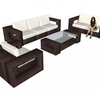 整套布艺沙发茶几SU模型下载_sketchup草图大师SKP模型