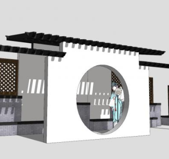 中式亭子凉亭廊架SU模型