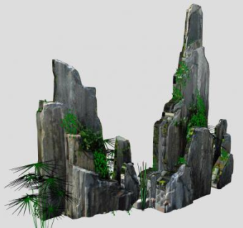 景观小假山风景石SU模型下载_sketchup草图大师SKP模型