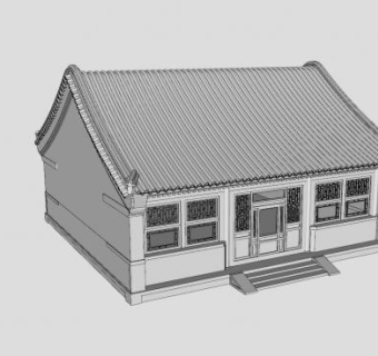 大宅四合院庭院SU模型
