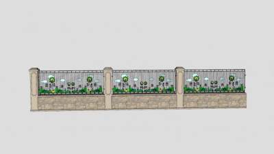 幼儿园铁艺围墙栏杆SU模型下载_sketchup草图大师SKP模型