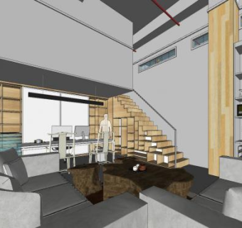办公室空间室内设计SU模型下载_sketchup草图大师SKP模型