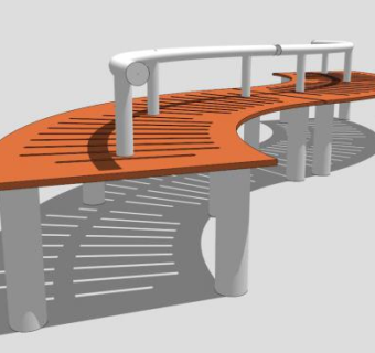 公园小品户外弧形 座椅SU模型下载_sketchup草图大师SKP模型