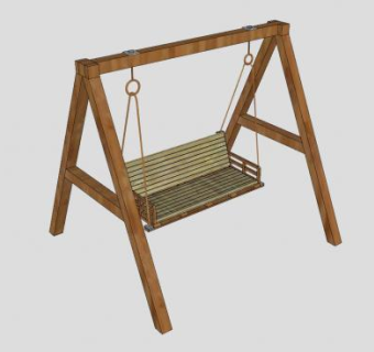 户外木制荡秋千SU模型