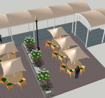 太阳伞遮阳伞座椅SU模型下载_sketchup草图大师SKP模型