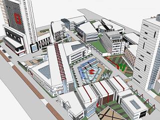 城市综合体建筑设计超精细SU模型下载_sketchup草图大师SKP模型
