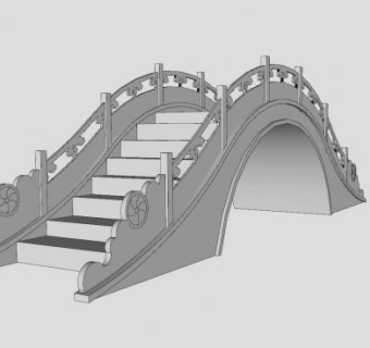 汉白玉带桥石拱桥SU模型下载_sketchup草图大师SKP模型