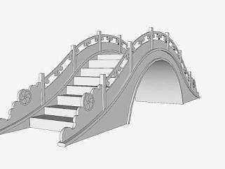 汉白玉带桥石拱桥SU模型