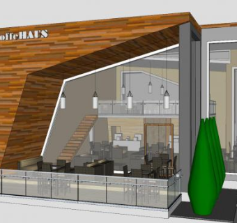 欧式风格透明咖啡厅休闲场所SU模型下载_sketchup草图大师SKP模型