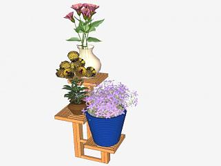 室内植物盆栽花架植物SU模型下载_sketchup草图大师SKP模型