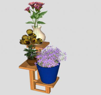 室内植物盆栽花架植物SU模型下载_sketchup草图大师SKP模型
