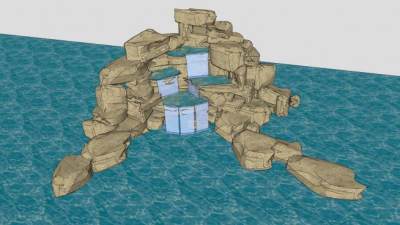 园林叠石水流假山SU模型下载_sketchup草图大师SKP模型