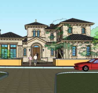 欧式别墅(意式)别墅SU模型