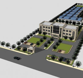 工业厂房办公楼企业厂房SU模型