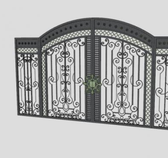 法式铁艺大门SU模型下载_sketchup草图大师SKP模型
