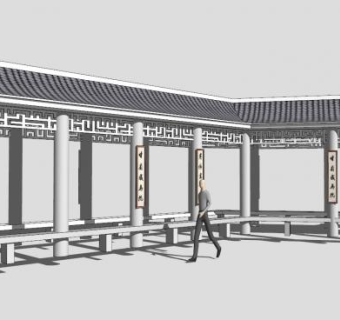 亭子廊架古建亭建筑SU模型下载_sketchup草图大师SKP模型