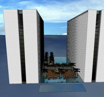 酒店建筑屋顶游泳池SU模型下载_sketchup草图大师SKP模型