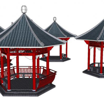 巩义亭子古建筑SU模型下载_sketchup草图大师SKP模型