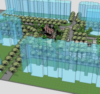 绿色公园景观绿地SU模型下载_sketchup草图大师SKP模型