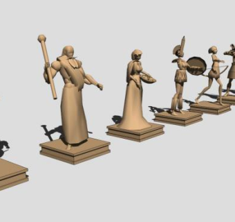 欧洲铜像人物雕塑11SU模型下载_sketchup草图大师SKP模型