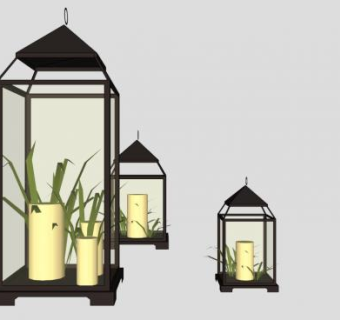 日式风格庭院灯具风灯SU模型下载_sketchup草图大师SKP模型