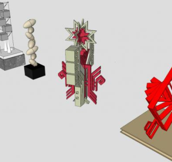 搜集创意雕塑艺术SU模型下载_sketchup草图大师SKP模型
