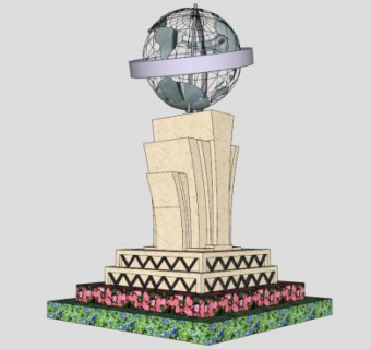 精神堡垒艺术雕塑SU模型下载_sketchup草图大师SKP模型