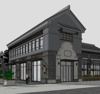 现代中式会所精细化原创作品分享SU模型下载_sketchup草图大师SKP模型