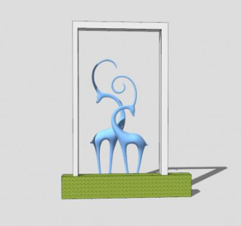 漂亮小鹿雕塑SU模型下载_sketchup草图大师SKP模型