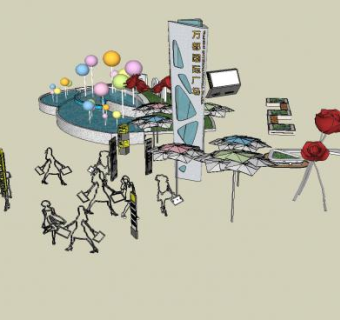 商业街配套小品SU模型