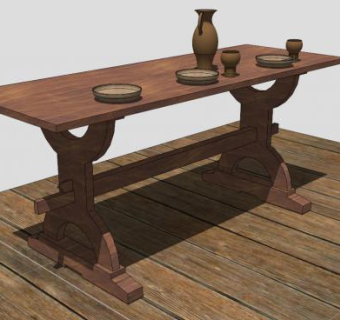 木制实木茶桌茶几SU模型下载_sketchup草图大师SKP模型