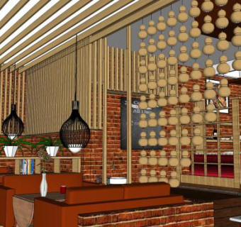 精品咖啡厅奶茶店SU模型下载_sketchup草图大师SKP模型