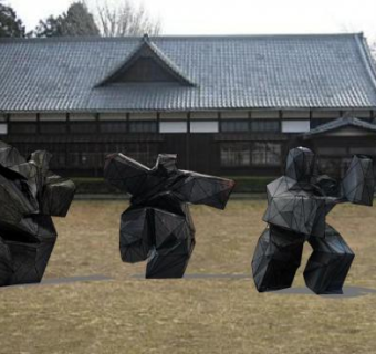 抽象太极人人物雕塑SU模型下载_sketchup草图大师SKP模型