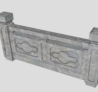 古代石墙围栏栏杆SU模型下载_sketchup草图大师SKP模型