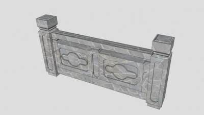 古代石墙围栏栏杆SU模型下载_sketchup草图大师SKP模型