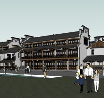 古建中式建筑SU模型下载_sketchup草图大师SKP模型