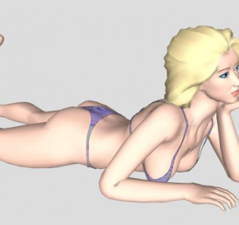 比基尼美女现代写实人物SU模型下载_sketchup草图大师SKP模型