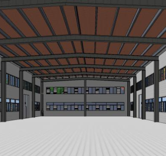 工业厂区内部企业厂房SU模型