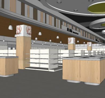 大型超市室内场景SU模型下载_sketchup草图大师SKP模型