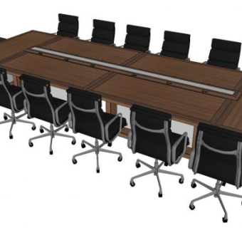 大型会议桌办公桌椅SU模型下载_sketchup草图大师SKP模型