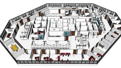 办公室室内隔间设计SU模型下载_sketchup草图大师SKP模型