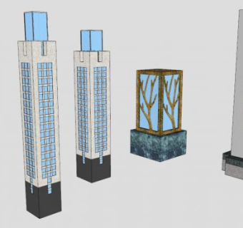 景观灯柱园林绿化SU模型下载_sketchup草图大师SKP模型