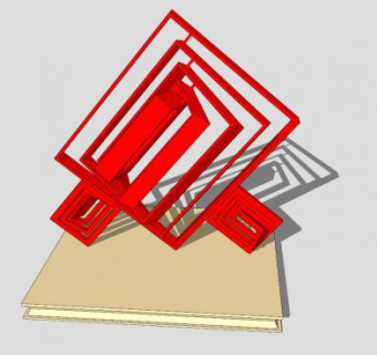 红色创意雕像抽象雕塑SU模型下载_sketchup草图大师SKP模型