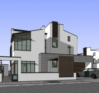 朱家角住宅别墅建筑联排独栋SU模型下载_sketchup草图大师SKP模型