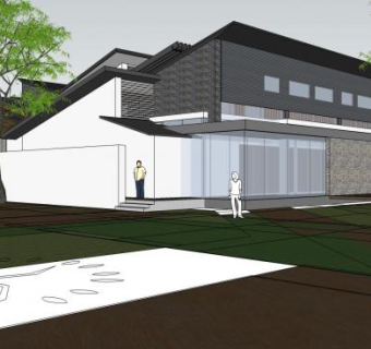 简欧风格独栋别墅SU模型下载_sketchup草图大师SKP模型