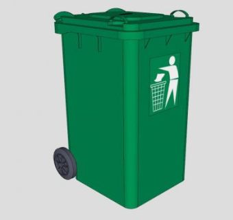 道路移动室外绿色垃圾桶公园环保垃圾箱SU模型下载_sketchup草图大师SKP模型