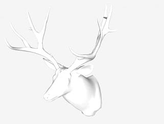 鹿头雕像雕塑SU模型下载_sketchup草图大师SKP模型