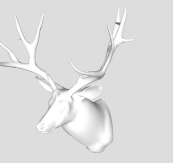 鹿头雕像雕塑SU模型下载_sketchup草图大师SKP模型