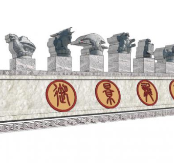 龙九子雕塑石雕SU模型下载_sketchup草图大师SKP模型