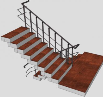 剪刀梯室内楼梯扶手台阶SU模型下载_sketchup草图大师SKP模型